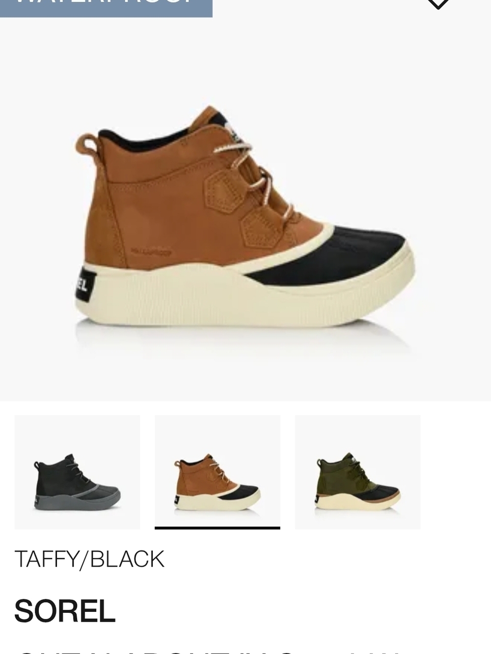 Sorel Taffy and Black Lace-Up Waterproof Boot